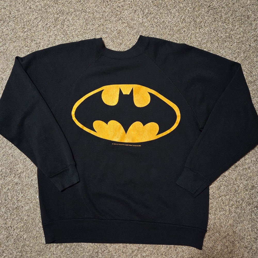 Vintage 1964 Batman DC Comics Crewneck Sweatshirt Men's Sz M/L Black WORN THIN